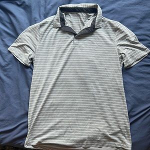 LuluLemon Large Polo - Grey/White striped